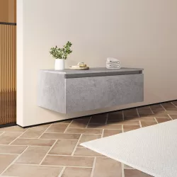 Cassettone bagno sospeso 80 cm in legno grigio pietra opaco - Plain