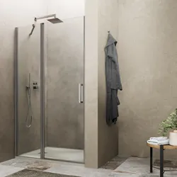 Box doccia porta battente 90 cm per nicchia 195 h cm in cristallo trasparente anticalcare