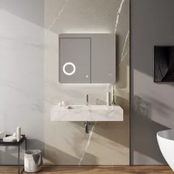 Lavabo sospeso o da appoggio 90 x 46 cm in gres marmorizzato bianco - Damala