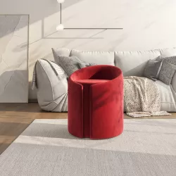 Pouf 41x43 cm  in velluto porpora con schienale - Miley