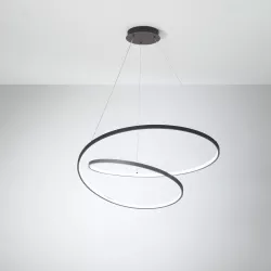 Lampada sospesa 150x80 cm in alluminio nero goffrato