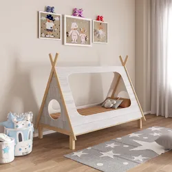 Letto per bambini 110x205 cm in legno bianco e naturale - Lollipop