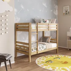 Letto a castello per bambini 90x190 cm in legno naturale - Lollipop