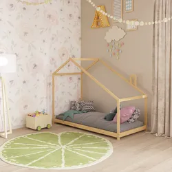 Letto per bambini 90x190 cm in legno naturale a forma di casa - Lollipop