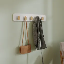 Appendibiti da parete per bambini in legno naturale e bianco con 5 ganci - Lollipop
