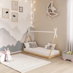 Letto per bambini 90x190 cm in legno bianco e naturale - Lollipop