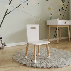 Sedia per bambini in legno bianco e naturale - Lollipop