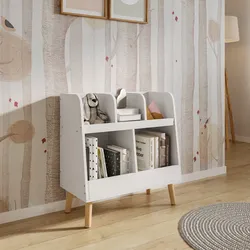 Contenitore per bambini 70 cm in legno bianco e naturale - Lollipop