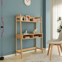 Scrivania regolabile per bambini 90x132h cm in legno naturale con 2 vani - Lollipop