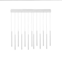 Lampada sospesa multipla 200x107,5 cm in metallo bianco spazzolato