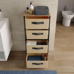 Cassettiera bagno multiuso 76x68 h cm in legno rovere selvatico e beige -  Kales