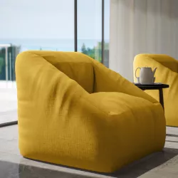 Pouf poltrona in tessuto olefin giallo - Baku