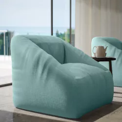 Pouf poltrona in tessuto olefin verde acqua - Baku