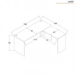 Scrivania angolare 160x145 cm in legno rovere sonoma con passacavi - Janer