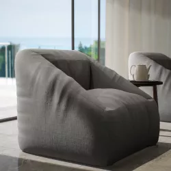 Pouf poltrona in tessuto olefin grigio scuro - Baku