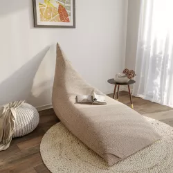 Sacca per poltrona pouf in tessuto effetto lino beige - Baku