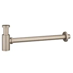 Sifone tondo di scarico per lavabo sospeso o appoggio in ottone champagne
