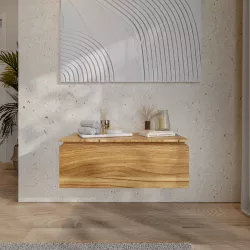 Cassettone da bagno sospeso 80 cm rovere sabbia - Alterego