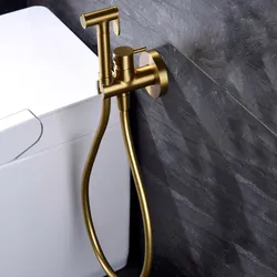 Idroscopino con doccino a pulsante oro spazzolato - Dext