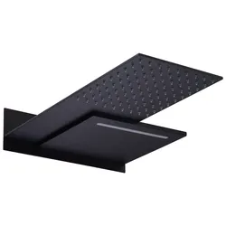 Soffione a muro quadrato in acciaio inox nero opaco 2 getti