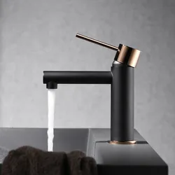 Miscelatore lavabo nero oro rosa - Plaka Stick