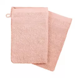 Set 2 guanti da bagno 21x15 cm in cotone rosa