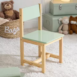 Sedia per bambini 29x29 cm in legno di pino naturale e verde - Kids