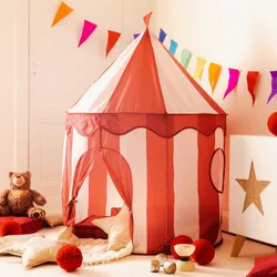 Tenda per bambini 135h cm circo in tessuto rosso e bianco  - Kids