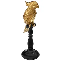 Figura decorativa 33h cm a forma di pappagallo oro e nero