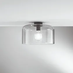 Plafoniera da interno Ø 35 cm in vetro soffiato grigio lucido