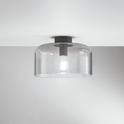 Plafoniera da interno Ø 30 cm in vetro soffiato grigio lucido