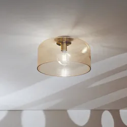 Plafoniera da interno Ø 30 cm in vetro soffiato ambra lucido