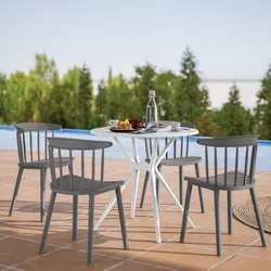 Set 4 sedie da giardino in polipropilene grigio - Gaius