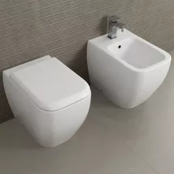 Sanitari filoparete ceramica per arredo bagno moderno wc bidet e copriwc