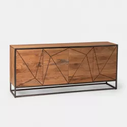 Madia 175x76h cm in legno di acacia e metallo con 4 ante - Freia Acacia