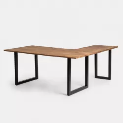 Scrivania angolare 180x180 cm reversibile in legno - Freia Sheesham