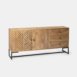 Madia 175x40 cm in legno di acacia e metallo con 2 ante e 3 cassetti - Freia Acacia