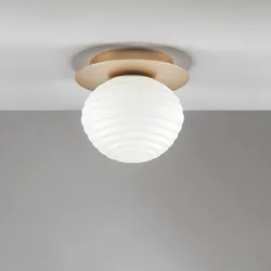 Plafoniera da interno 17x20 cm oro satinato con diffusore in vetro opale