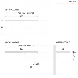 Scrivania sospesa 120-160x50 cm top 38 mm rovere bianco con cassetto - Nasus