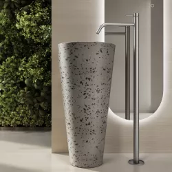 Lavabo freestanding 45x90h cm bianco in battuto di terrazzo fumo - Marks