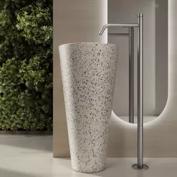 Lavabo freestanding 45x90h cm bianco in battuto di terrazzo pomice - Marks