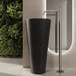 Lavabo freestanding 45x90h cm nero in battuto di terrazzo carbone - Marks