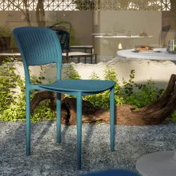 Sedia da giardino impilabile in polipropilene blu marino - Yessir