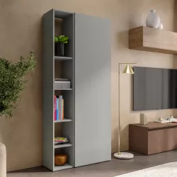 Libreria 83x186h cm 2 elementi ardesia con vani a giorno e anta - Clary