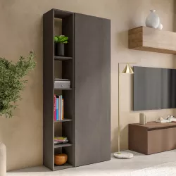 Libreria 83x186h cm 2 elementi lava con vani a giorno e anta - Clary