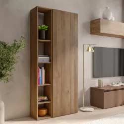 Libreria 82x185h cm 2 elementi mercure con vani a giorno e anta - Clary