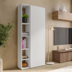 Libreria 83x186h cm 2 elementi gesso con vani a giorno e anta - Clary