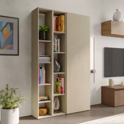 Libreria 111x186h cm 3 elementi argilla con vani a giorno e anta - Clary