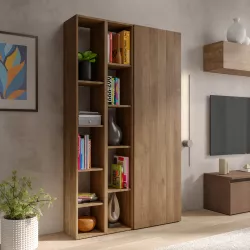 Libreria 111x186h cm 3 elementi mercure con vani a giorno e anta - Clary