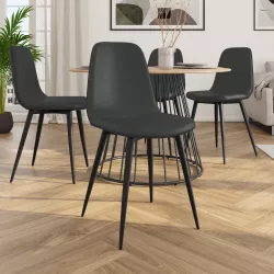 Set 4 sedie in similpelle antracite con gambe in metallo nero - Finesse